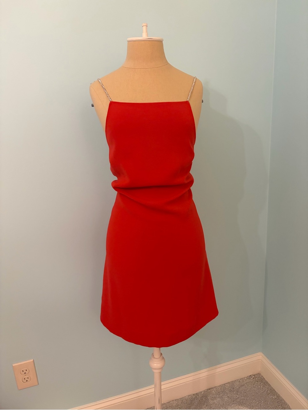 ba&sh Red Mini Slip Dress with Chain Straps